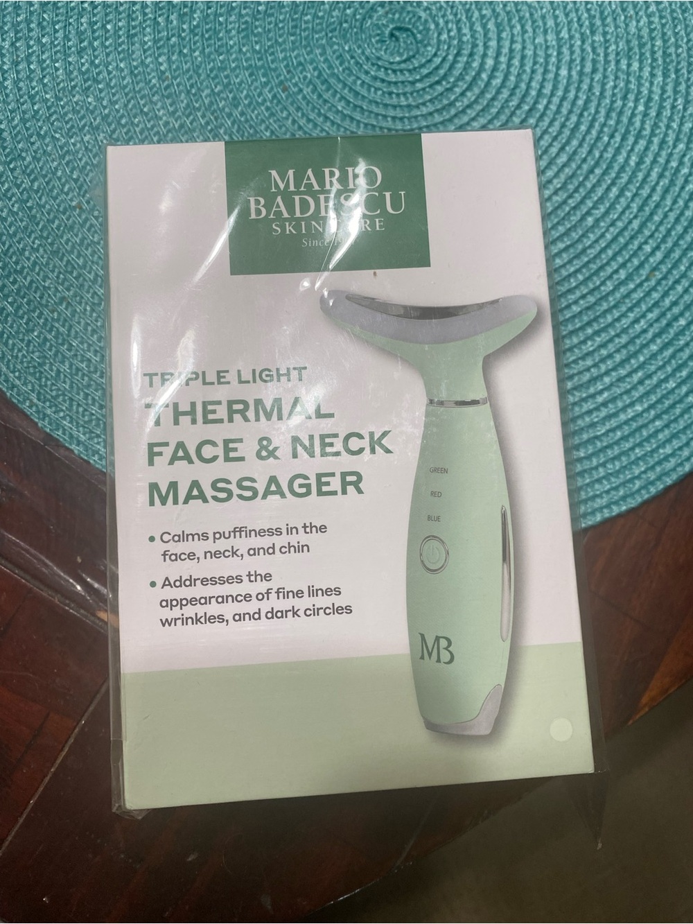 Mario Badescu Mint Green Triple Light Thermal Face & Neck Massager NWT